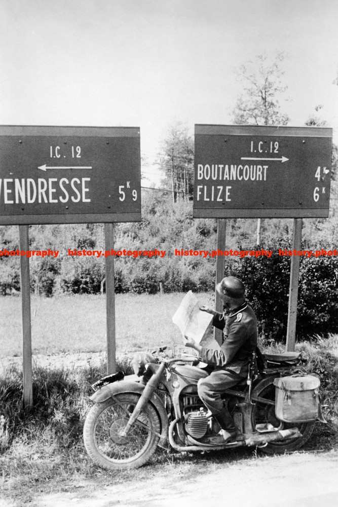 1940 BMW R12 Motorcycle with German Rider in France