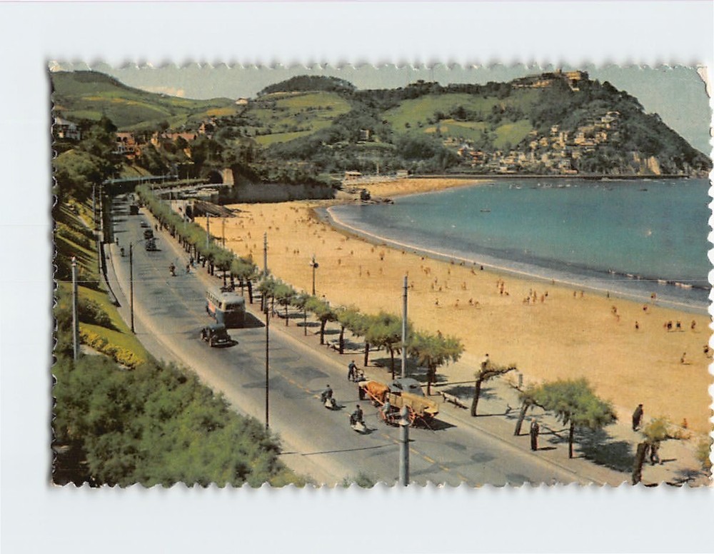 Postcard Promenade of Miraconcha and Igueldo Mountain San Sebastián Spain