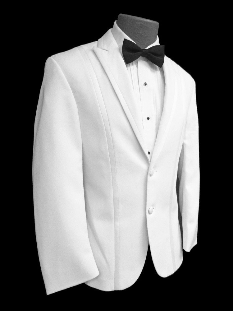 Men’s White Tuxedo Dinner Jacket Modern Slim Fit Two Button Peak Lapels 37S