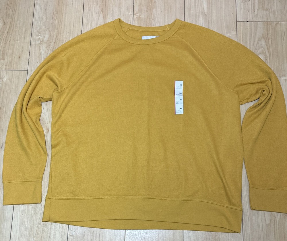 Men’s Goodfellow Mustard Yellow 2XL Long Sleeve Comfort Fit Sweatshirt