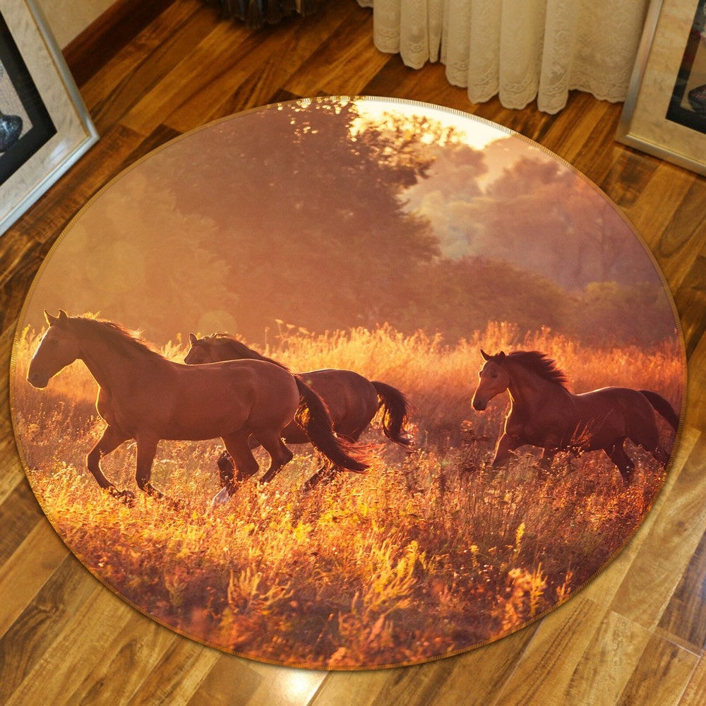 3D Prairie Brown Horse Non-Slip Rug Elegant Animal Print Carpet O1905