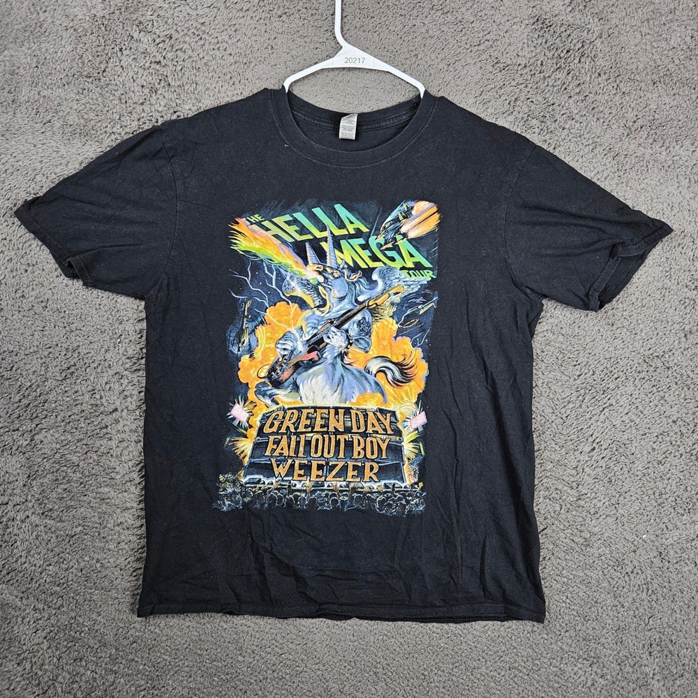 The Hella Mega Tour 2021 T Shirt Green Day Fall Out Boy Weezer Black Large
