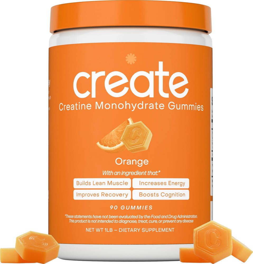 Create Creatine Monohydrate Gummies for Men & Women, 90 Count (Pack of 1)