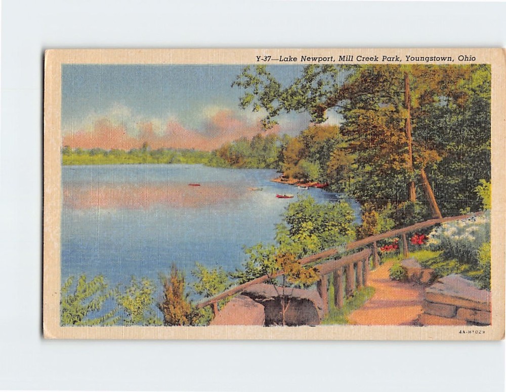 Postcard Lake Newport Mill Creek Park Youngstown Ohio USA