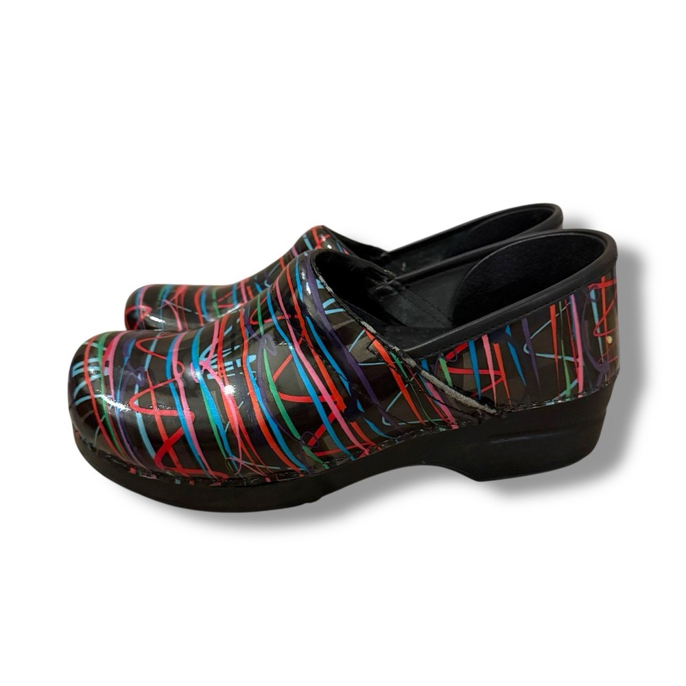 Dansko Black Multicolor Women Professional Clogs EUR 41 US 10.5 Slip ON Comfort