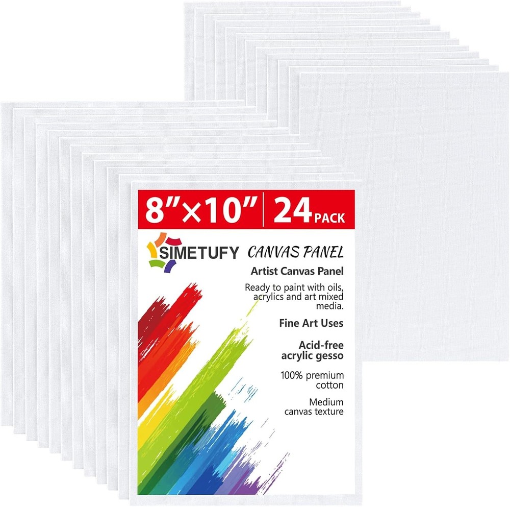 Canvas Boards for Painting 8 x 10 inch, 24 Pack Flat Painting Canvas Panels, 8oz