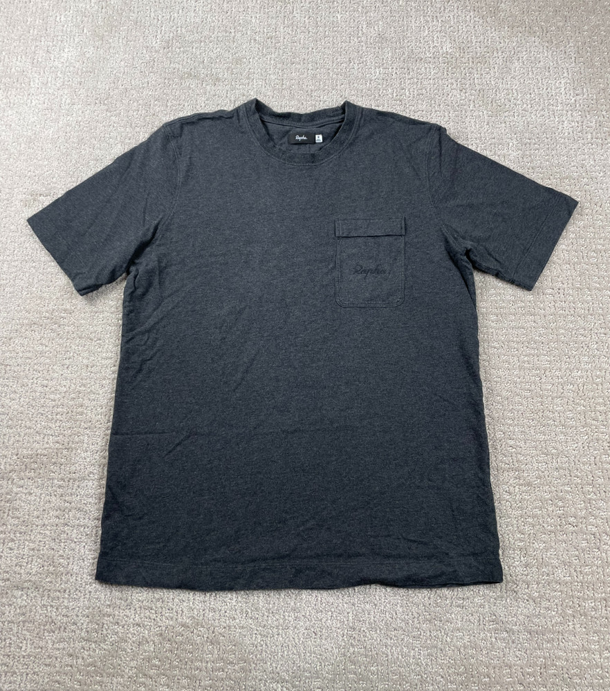 Rapha Shirt Mens M Dark Gray Short Sleeve Organic Cotton Pocket Athletic Cycling