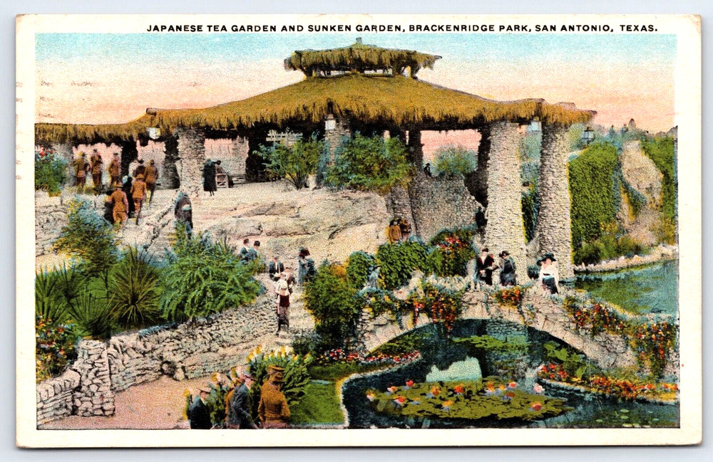 San Antonio Texas Tx Japanese Tea Garden Sunken Garden Vintage Antique Postcard
