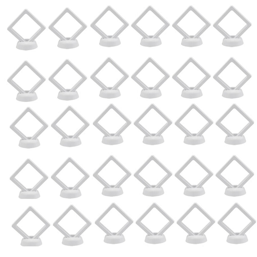 30 Pcs 3D Floating Coin Display Frame Stand Storage Boxes for Jewelry Ring7676