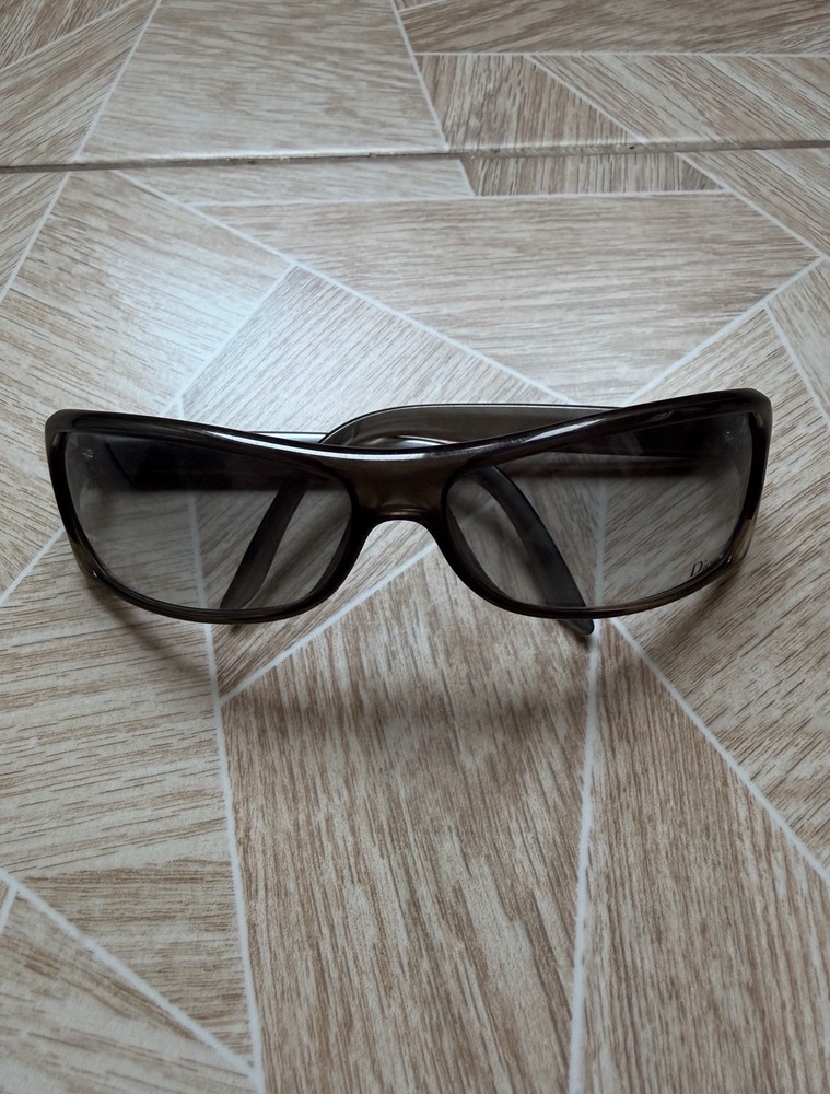 Vintage Christian Dior Y2K Wraparound Sunglasses Brown Shield Designer Italy
