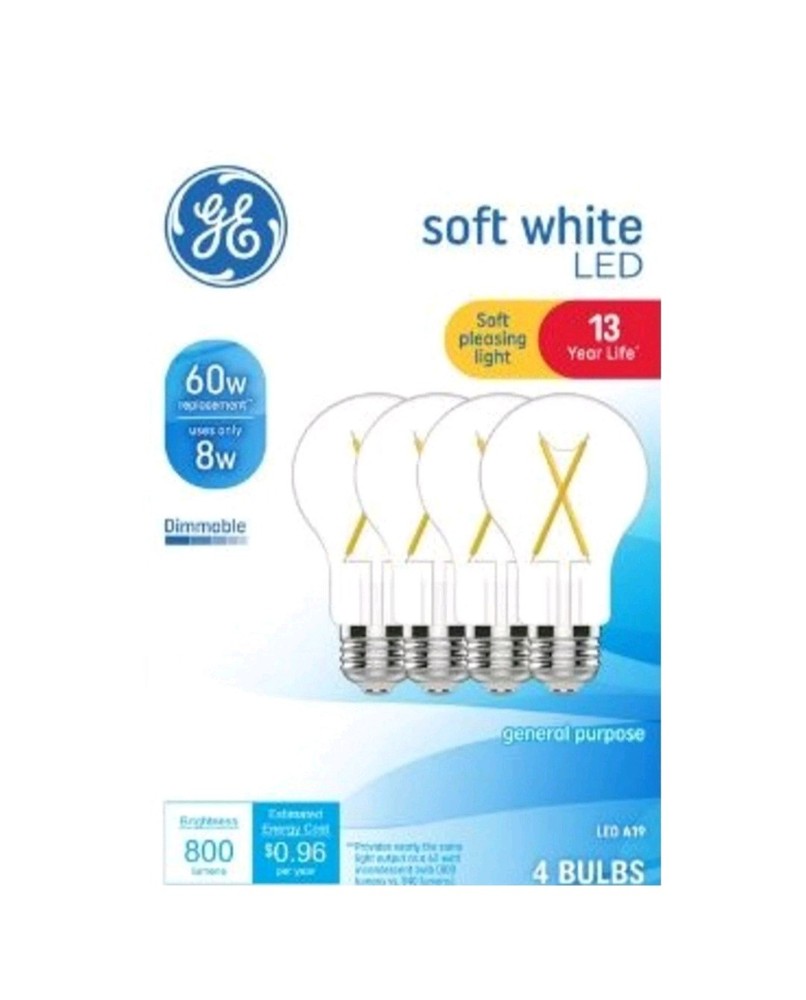 GE Energy-Efficient 60W Soft White A19 LED Bulb with Frosted Finish