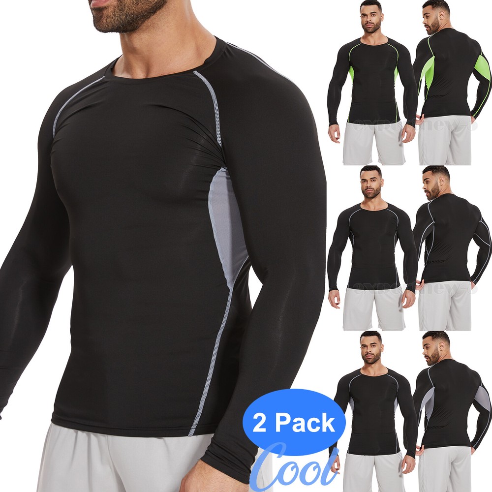 Men's Long Sleeve Compression Shirt UPF 50+ UV Sun Protection Athletic T-Shirts