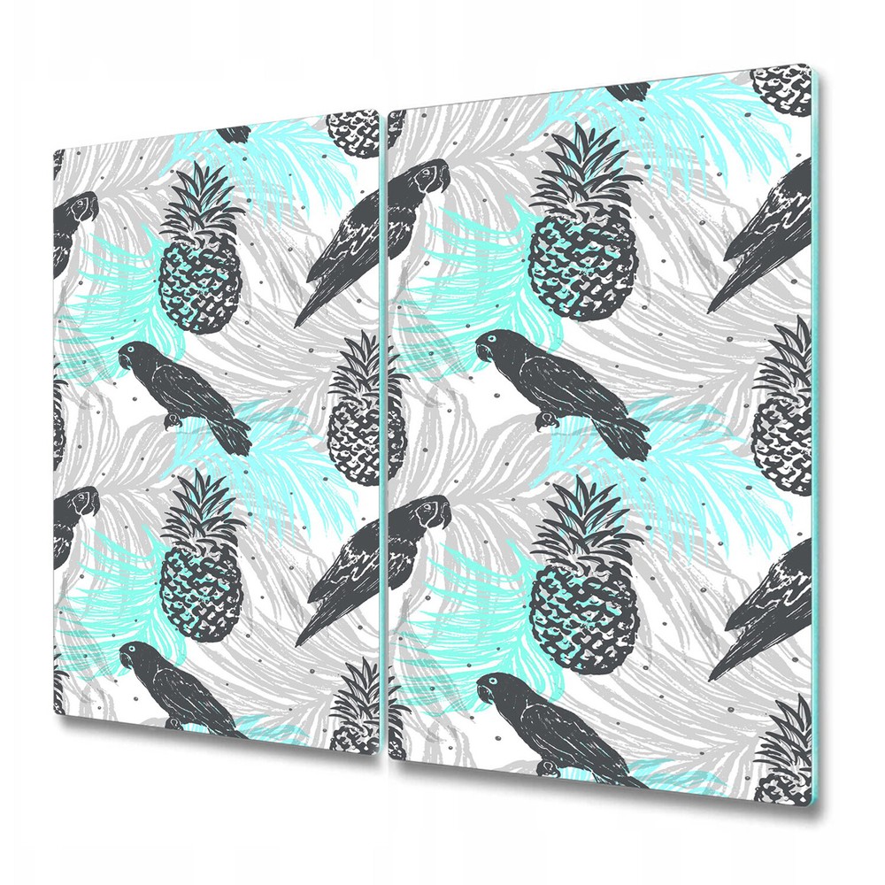Glass Worktop Kitchen Chopping Board Ink hand drawn jungle blue 2x30x52