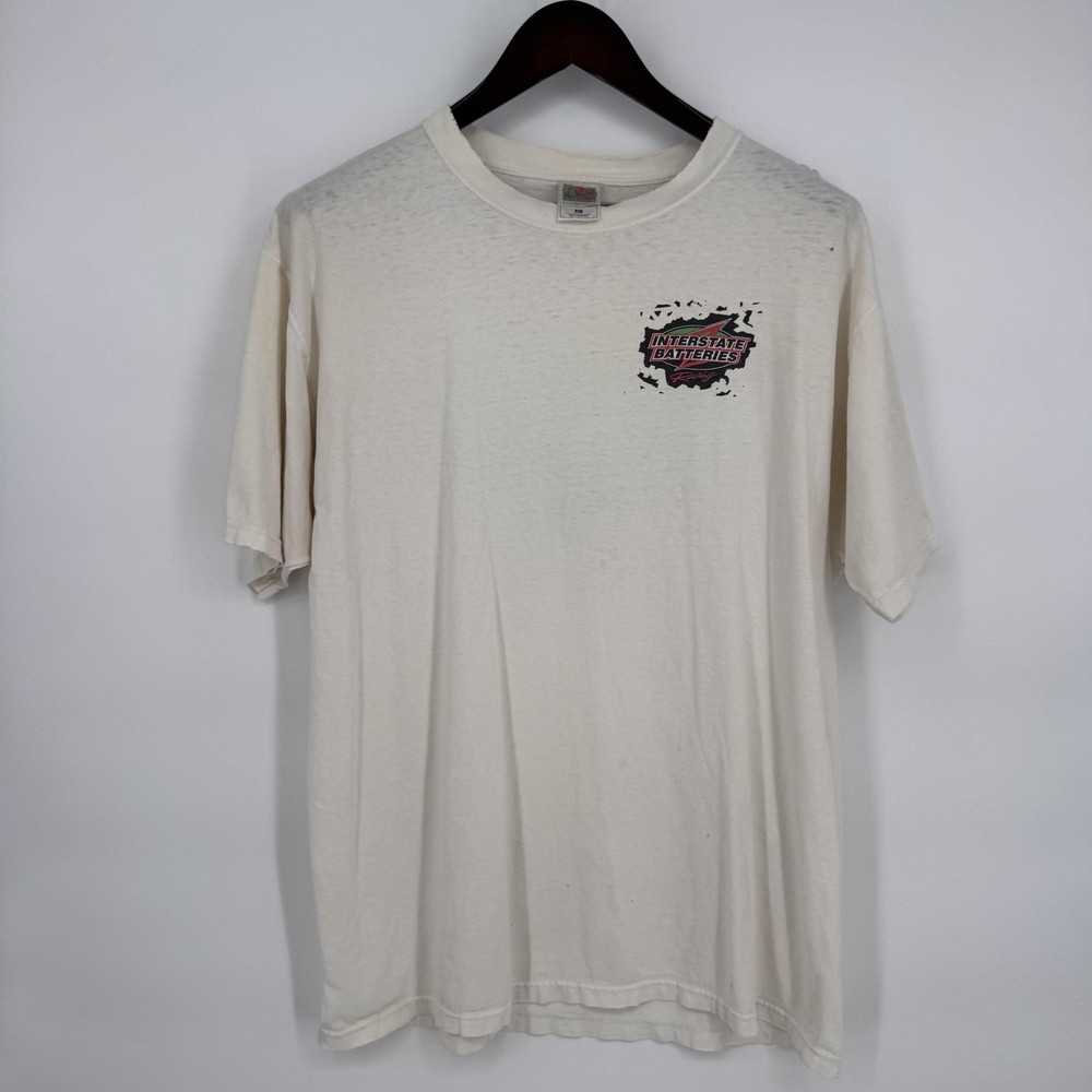 Interstate Batteries Racing Shirt Mens XL White Fruit Of The Loom NASCAR Tee Y2K