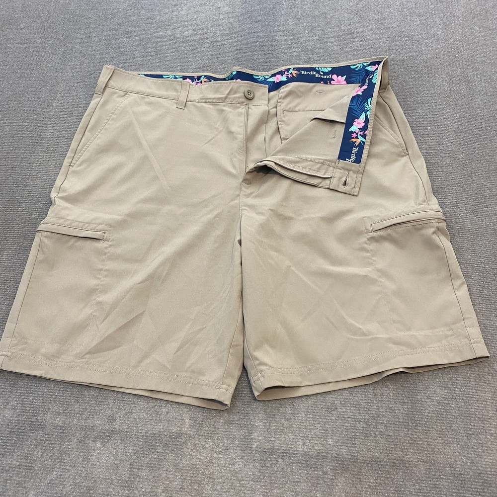 Birdie Bound Shorts Mens 40 Tan Golf Performance Stretch Cargo Pockets Polyester