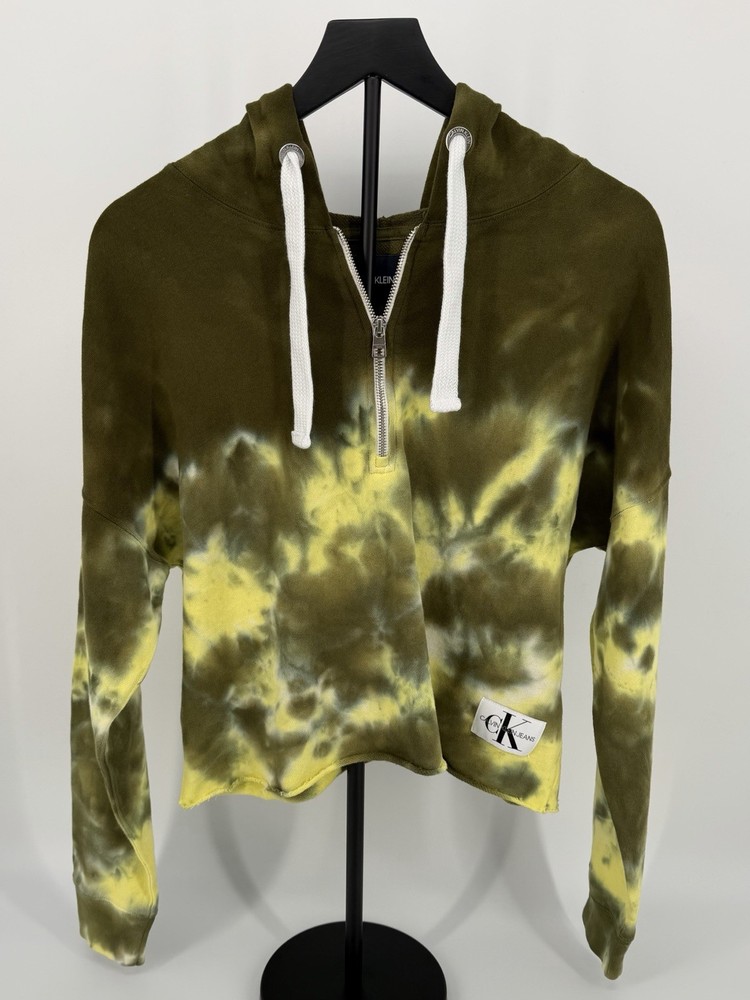 Calvin Klein Jeans Women’s Cropped Hoodie Tie Dye Half Zip  S NWT