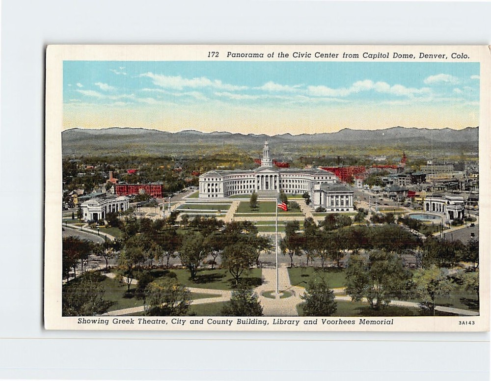 Postcard Panoramic View Civic Center Denver Colorado USA