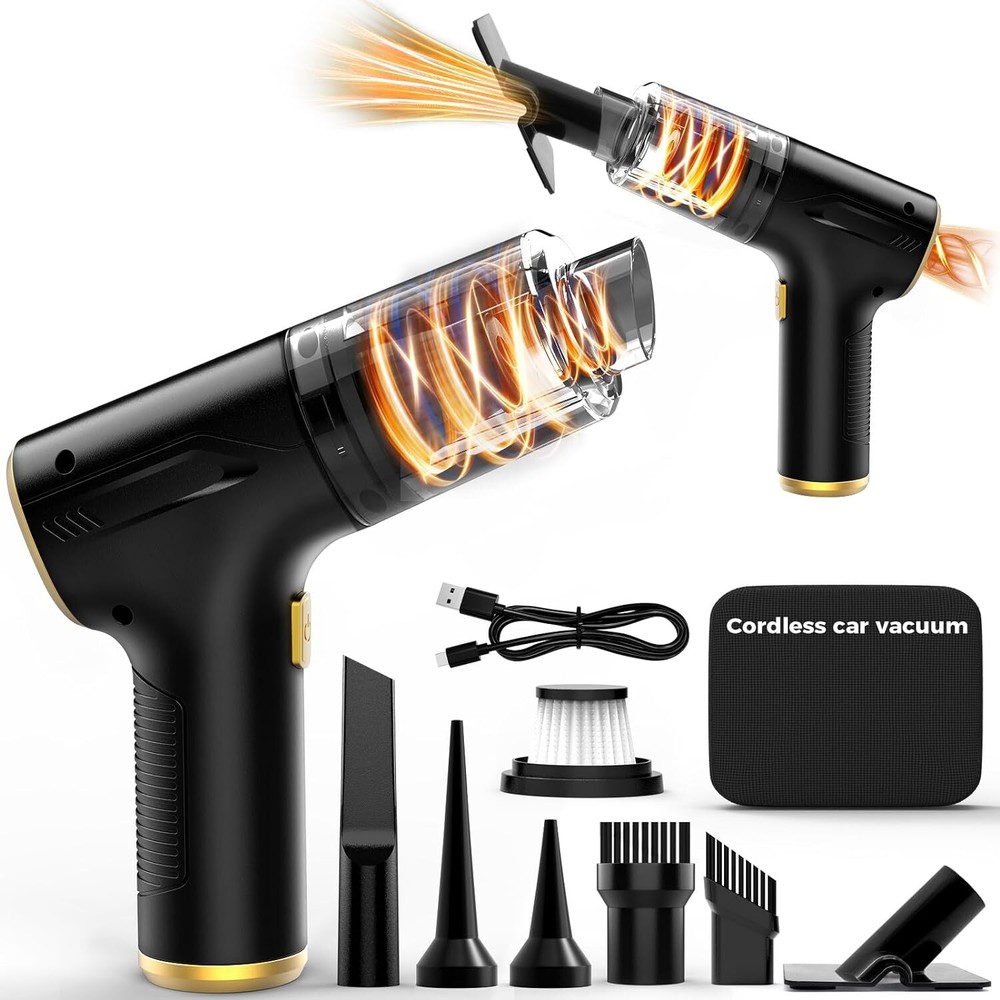 Car Vacuum Portable Cordless Cleaner-High Power 9000PA Suction,3-in-1 Car...