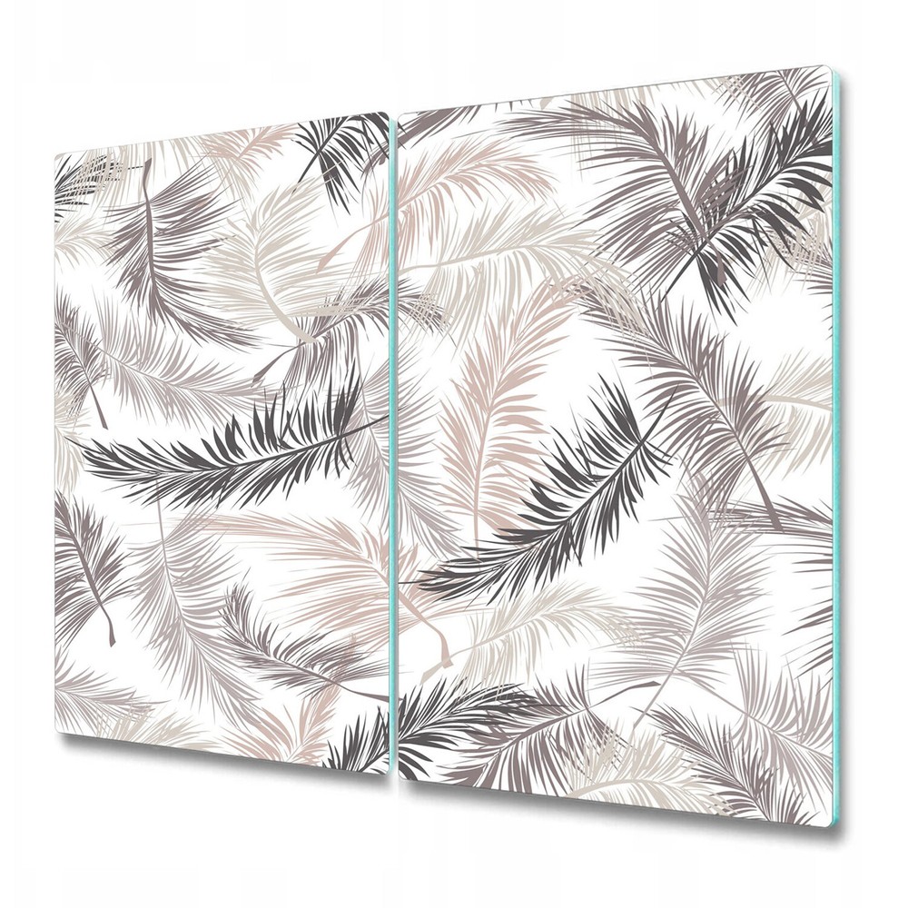 Glass Worktop Saver with Tropical Palm Leaf Design Modern Minimalist Art 2x30x52