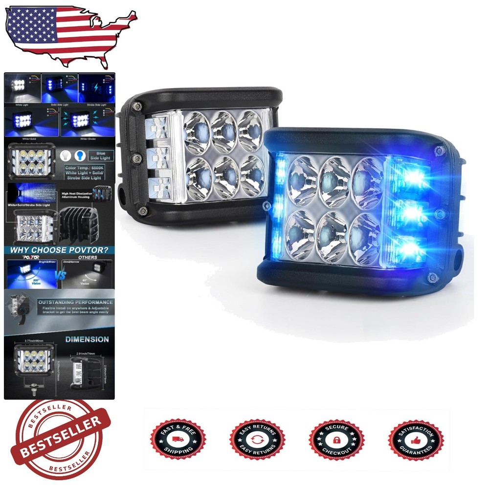 High-Intensity 4-Inch Blue LED Pod Lights Perfect for ATVs Trucks SUVs and Off-Road Adventures Illuminate Your Path with Durable Bright Lighting