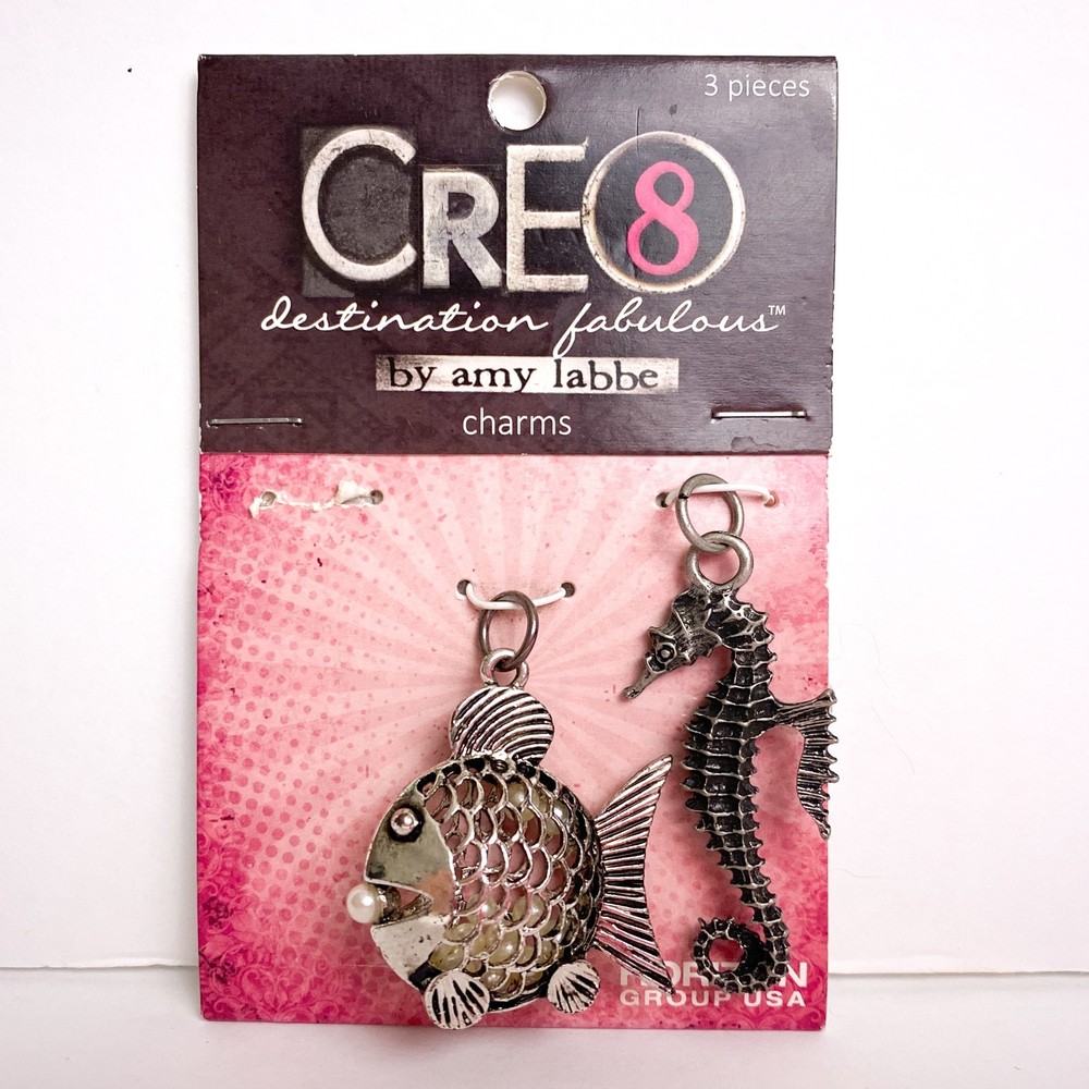 Cre8 by Amy Labbe Charms Beach Theme Seahorse Fish