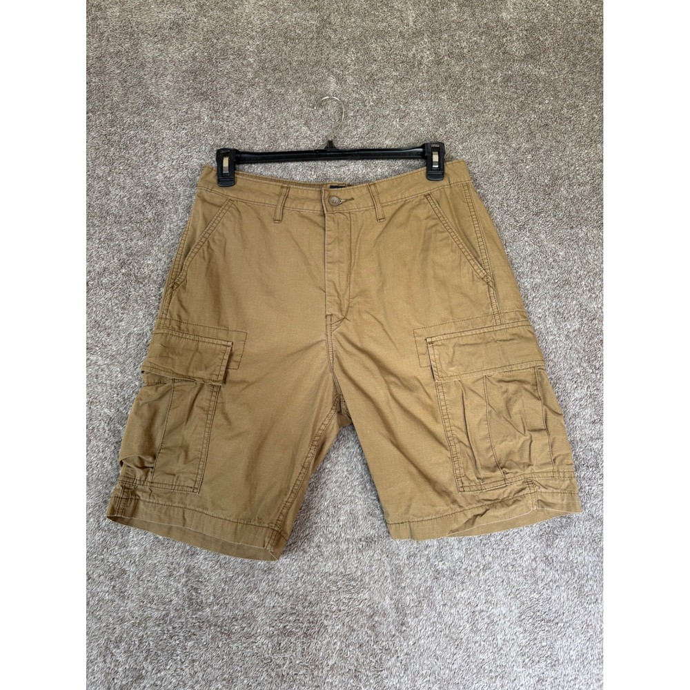 Levi Strauss Mens Tan Cargo Shorts Size 32 Casual Outdoor Utility Pockets