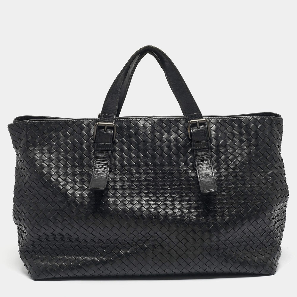 Bottega Veneta Black Intrecciato Leather Large Cabat Tote