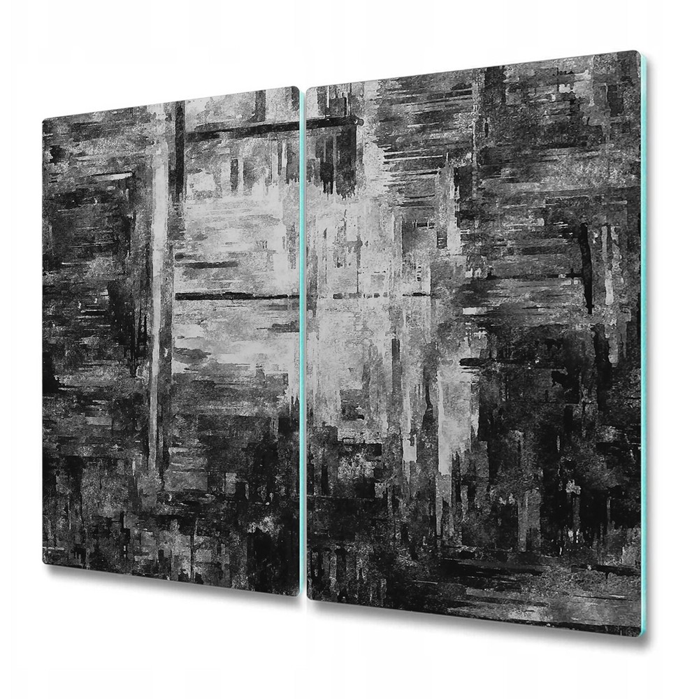 Glass Induction Ceramic Hob Cover Black & White Abstract Watercolour 2x30x52