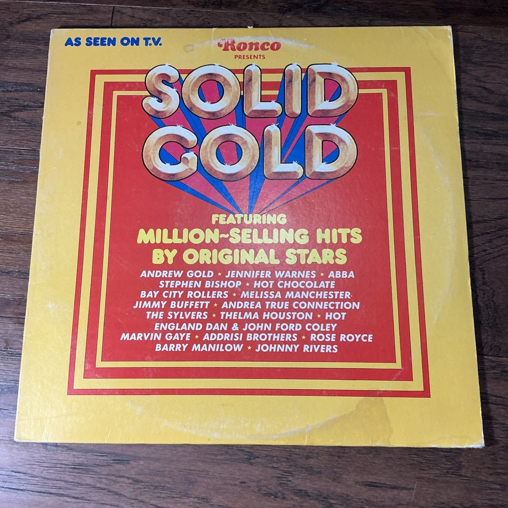 Ronco Records  Solid Gold  Vinyl LP Record VG+  ABBA  Jimmy Buffett  Rose Royce