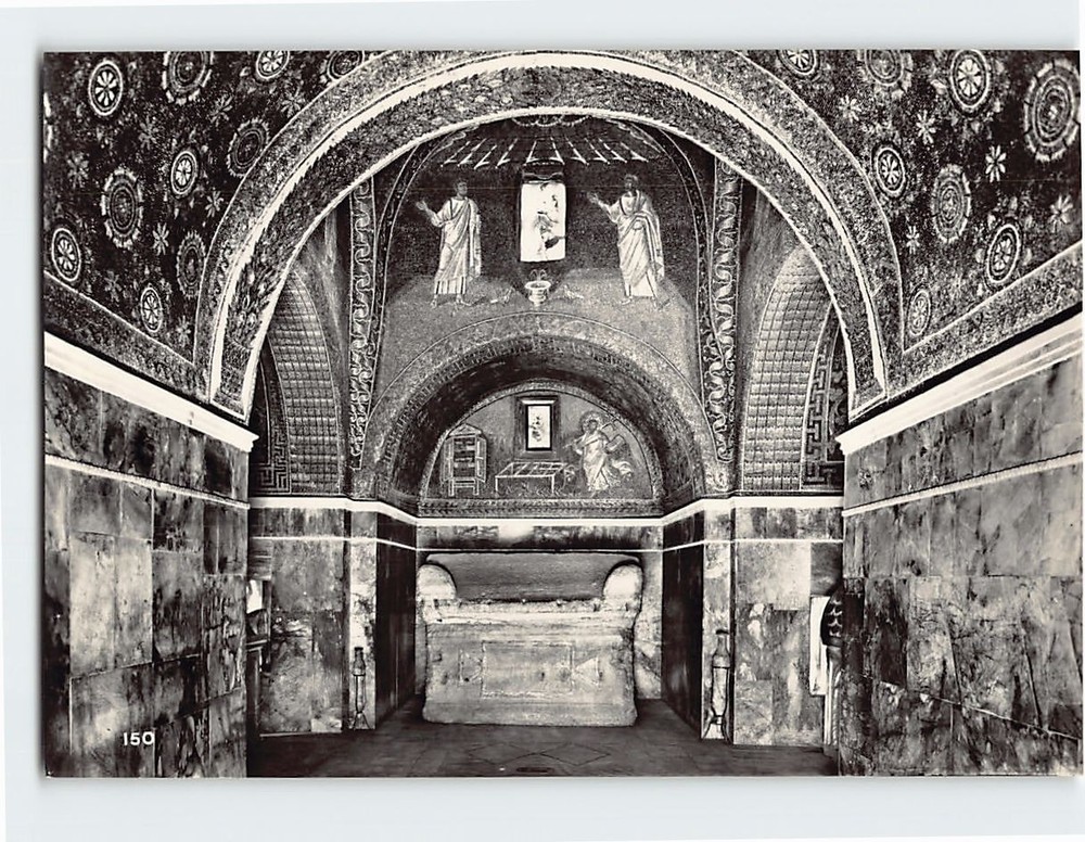 Postcard Interior From Entrance Of Mausoleum of Galla Placidia Ravenna Italy