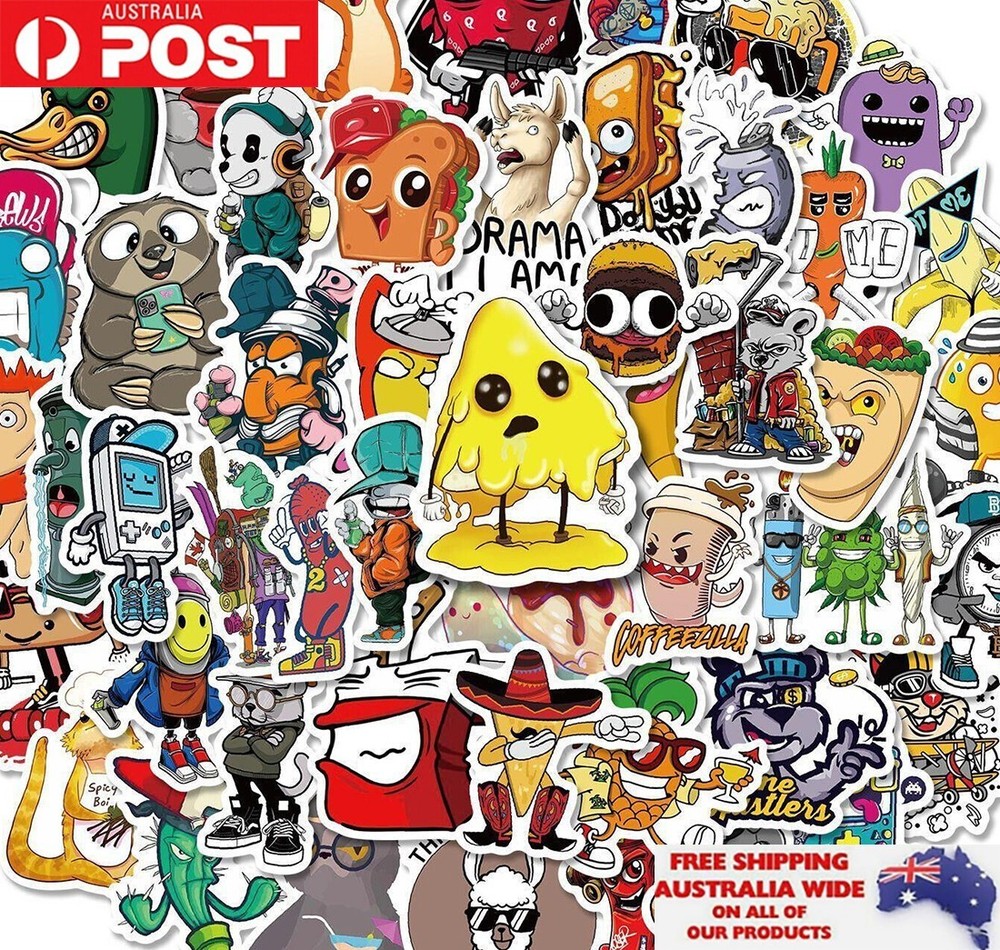 50pcs Cool Trendy Hip Hop Graffiti Sticker Pack Waterproof Phone Laptop Decal
