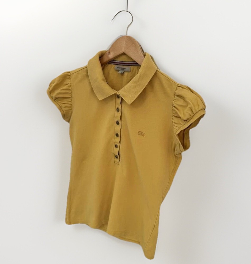 Burberry London Women Yellow Cotton Polo T-Shirt Short Sleeves Size S