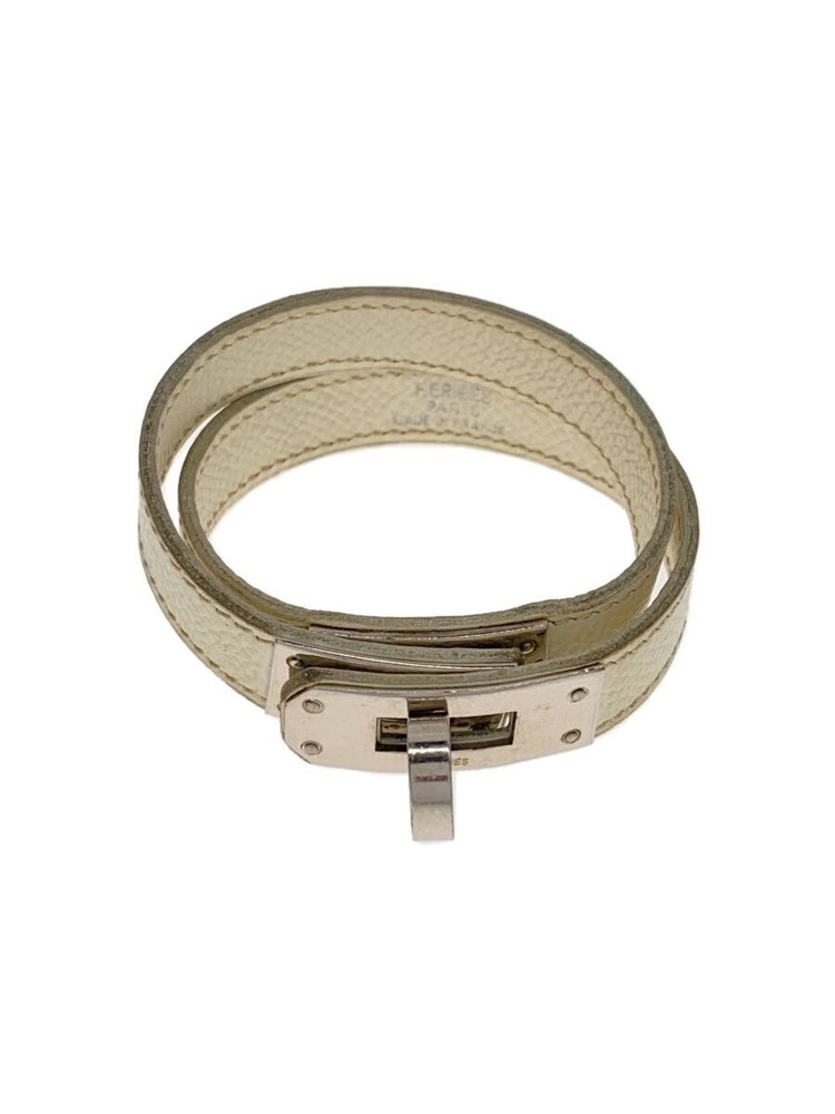 Hermes Kelid Brutour/Bracelet/Leather/Wht/Women/G Engraved 1227