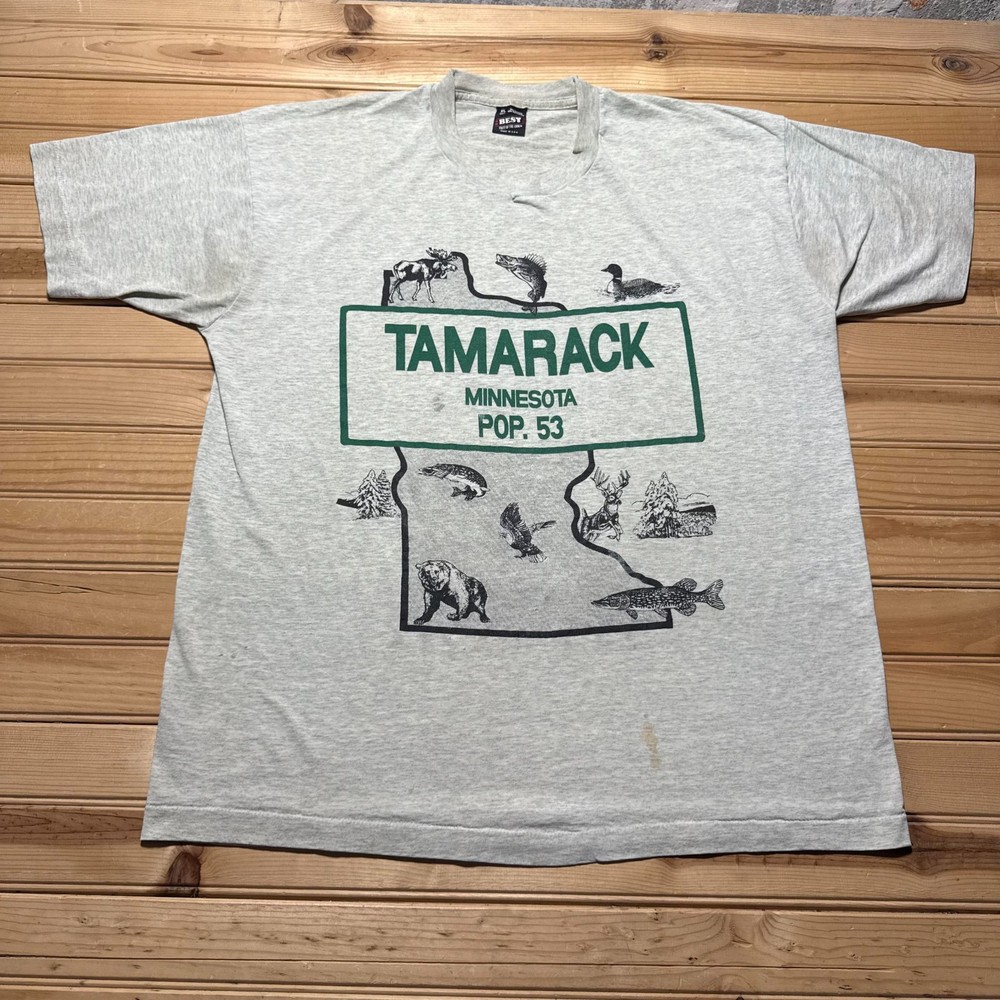 Vintage 90s Tamarack Minnesota Wildlife Animals Nature Graphic T-Shirt USA - XL