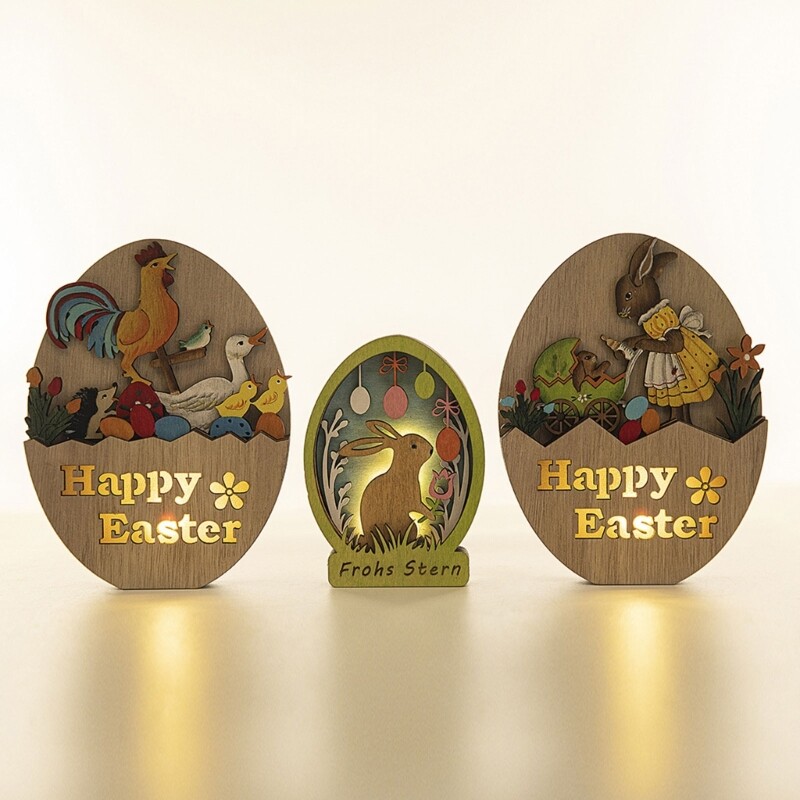 LED Easter Bunny Standing Ornament with Lighted Eggs for Home Decor
