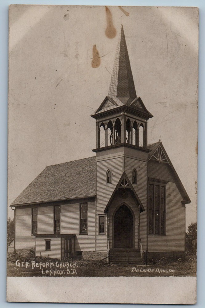 c1910's Ger Reform Church Lennox South Dakota SD RPPC Photo Antique Postcard