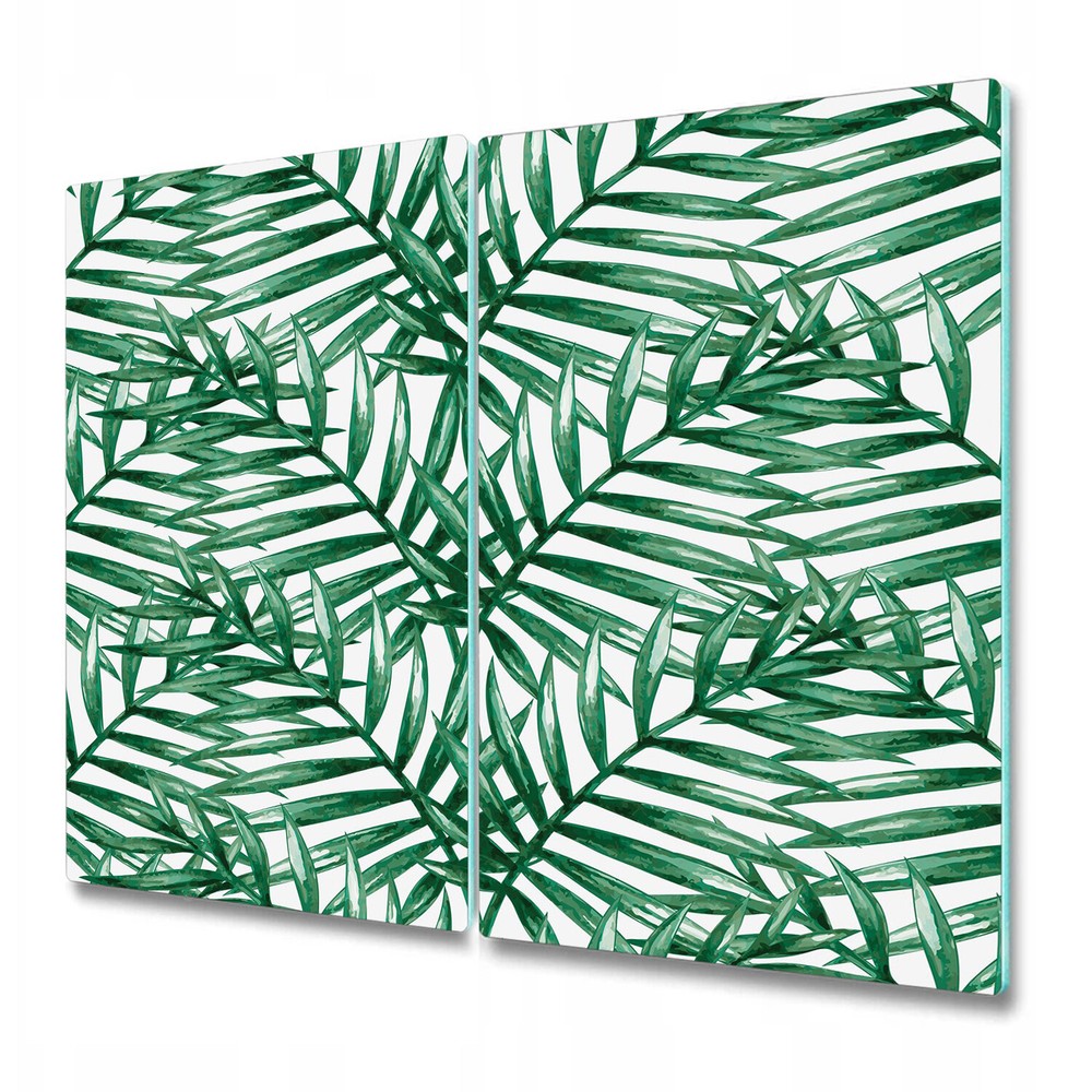 Glass Kitchen Chopping Cutting Board Tropical foliage Palm Palm leaf Floral