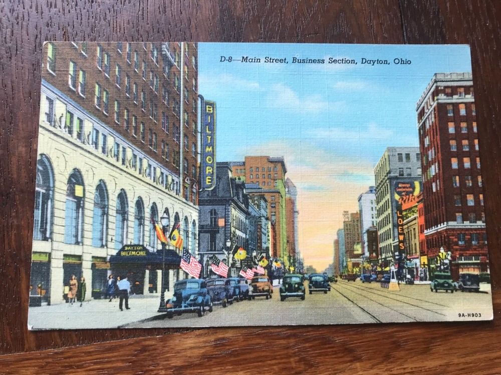 Main Street Business Section Dayton Ohio Postcard