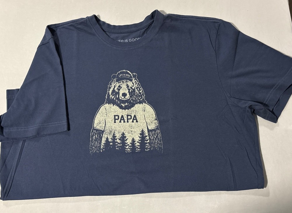 Life is Good Men XLarge Blue Papa Bear Crusher  T Shirt