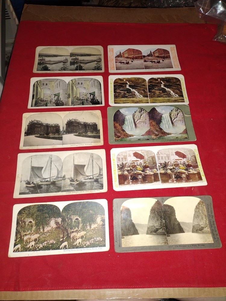 Lot Of 10 Antique Stereoview Cards Mixed Lot Keystone More