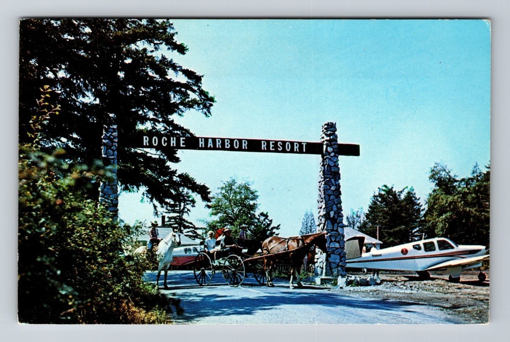 Roche Harbor, WA-Washington, Boatel and Aviation Resort, Vintage Postcard