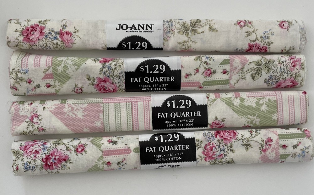 Jo-Ann Floral LOT OF 4 Fat Quarters Craft Fabric 18” x  22” 100 % Cotton