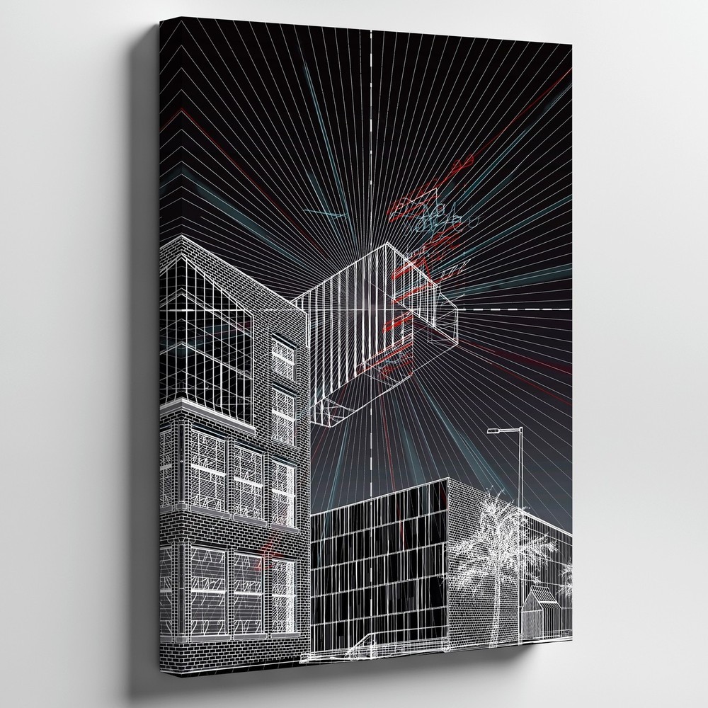 Dynamic Architectural Illustration Featuring A Blend Of Modern And Wall Art