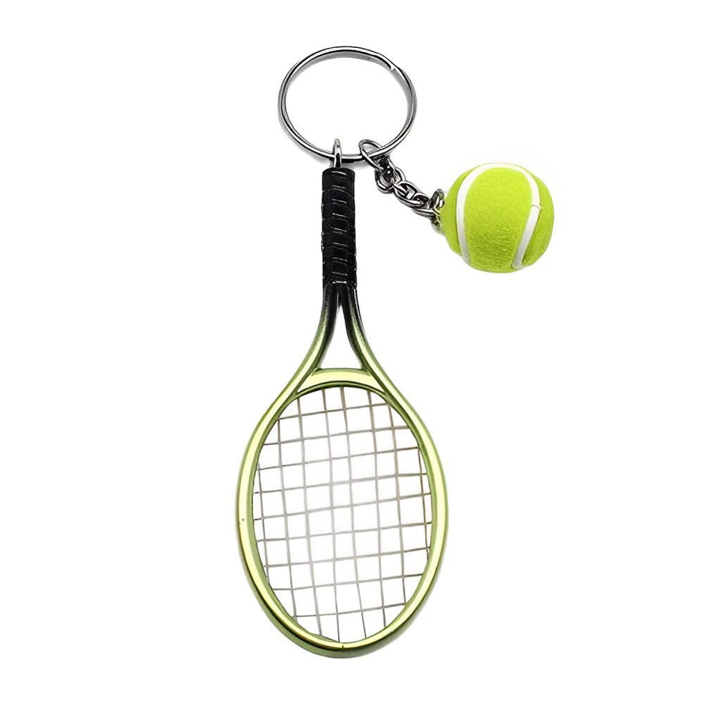 Mini Tennis Keychain for Women Men Tennis Ball and Racket Key Ring for Boys G...