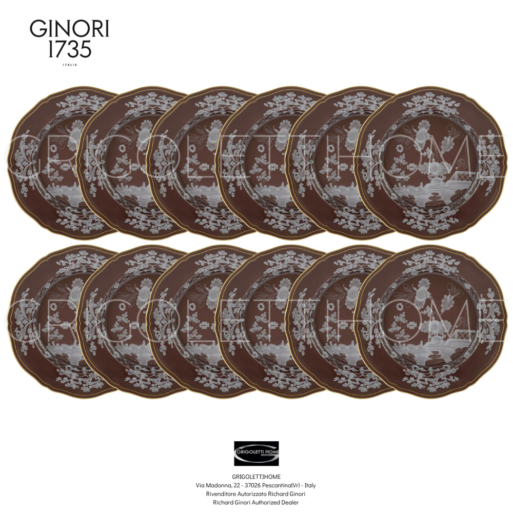 Richard Ginori Oriente Italiano Castagna - Set 12 dinner plates CMS 26,5 / -