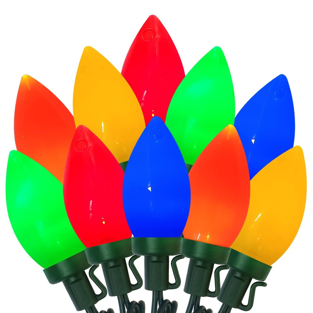 C9 LED Christmas Lights Outdoor 25Ft Multicolor String with 25 Energy-Efficient Bulbs