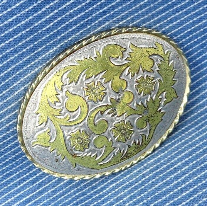 Classic Western Scroll Flourish Belt Buckle Cowboy Vintage 80s W USA     .BMW740
