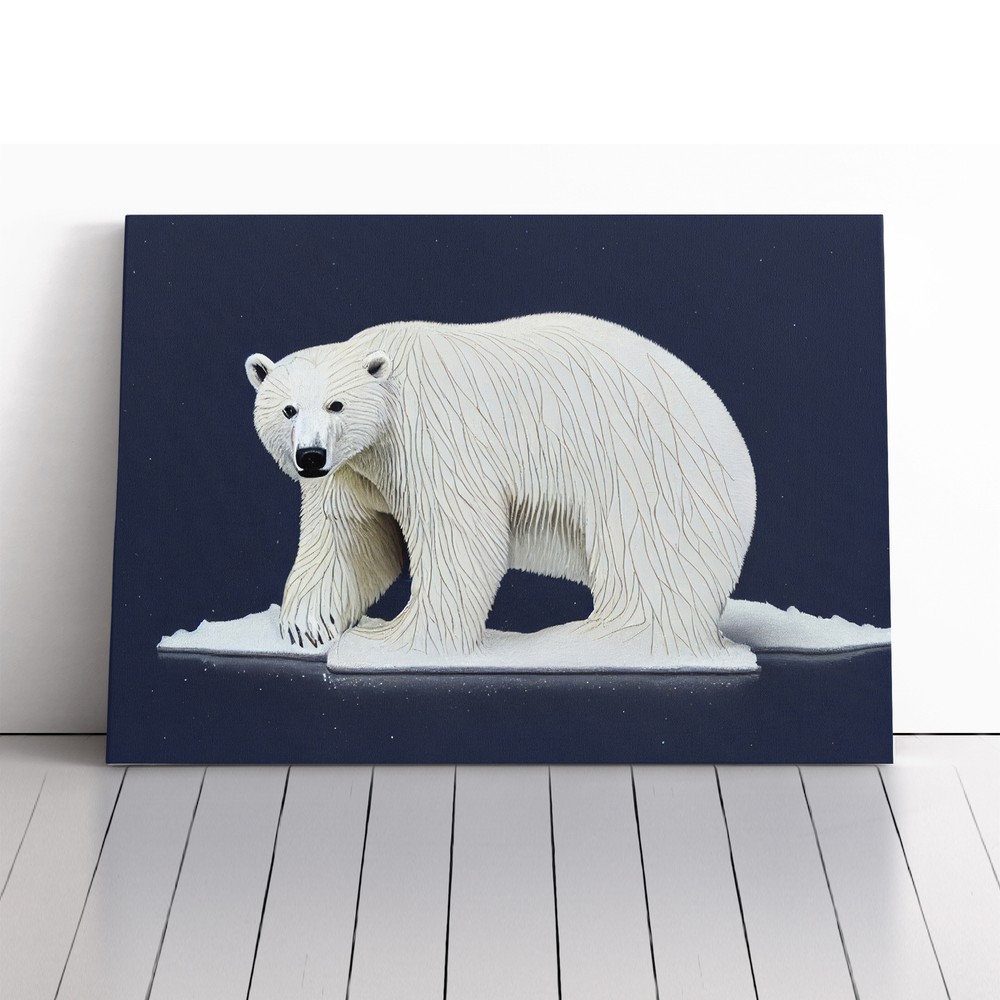 Polar Bear Canvas Wall Art Framed Print for Living Room Decor