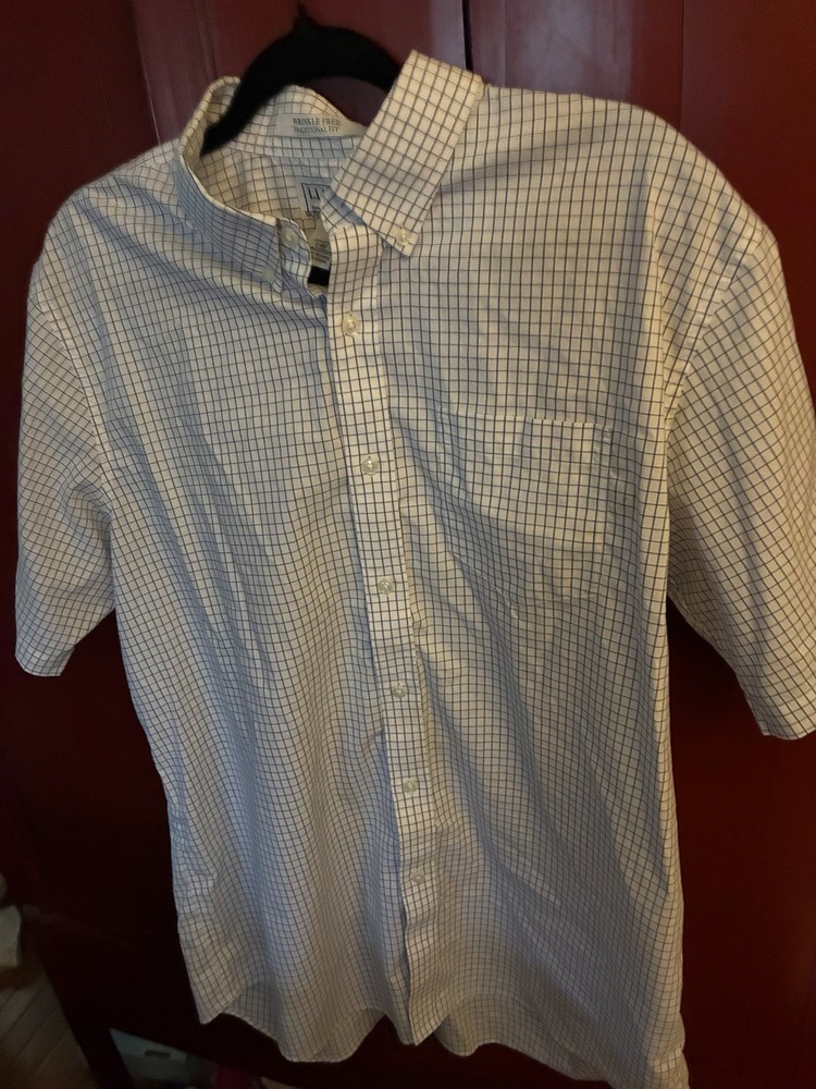 L.L.Bean Men's L Wrinkle Free Traditional Fit Cotton Check Button-Down Shirt