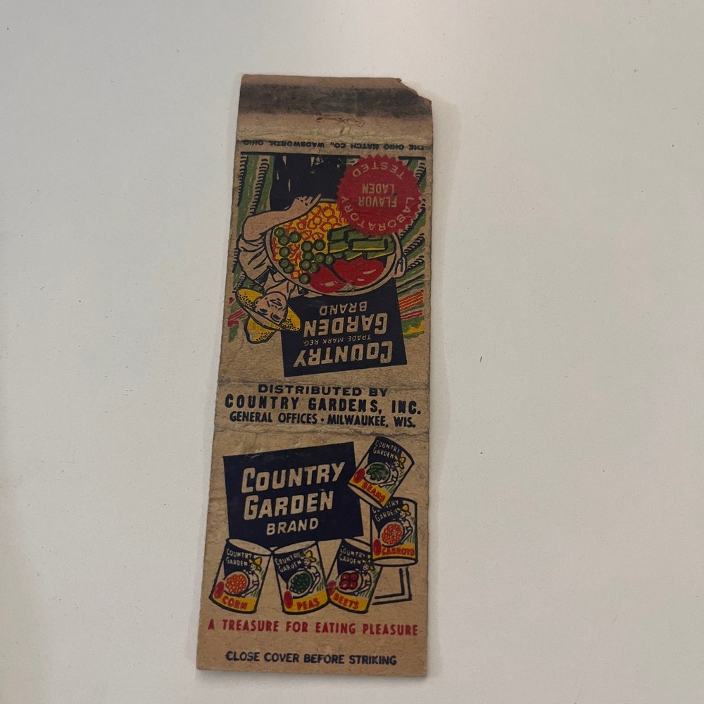 Country Garden Brand Trade Mark Reg Milwaukee WI Vintage Matchbook Cover SMB2-6